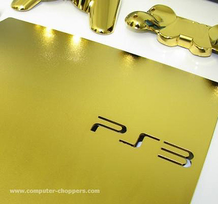 playstation 3 logo. Gold PlayStation 3 Slim by