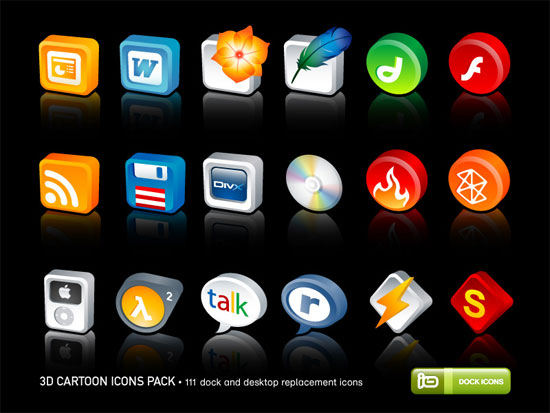 ipod touch icons pack. 3D Cartoon Icons Pack