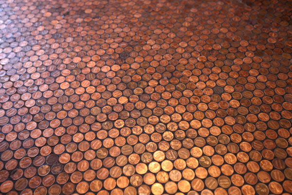 Floor tiled with Pennies