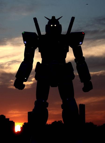 Life-sized Gundam in the Dark
