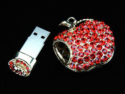 Jewel Apple Necklace USB Flash Drive