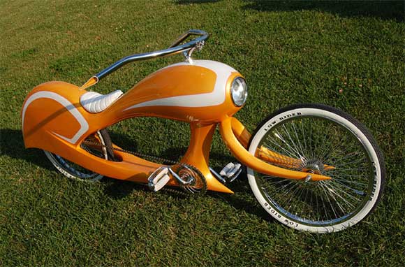 The orange Tequila Sunrise and green Eye Candy bicycles