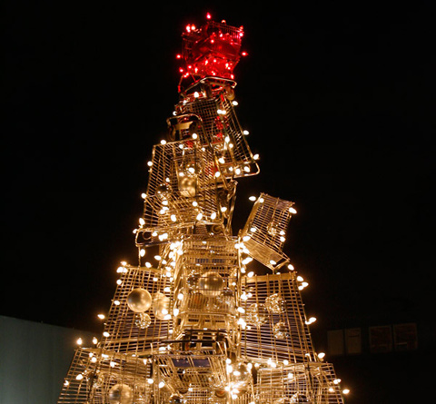 Christmas Tree made of Shopping Carts