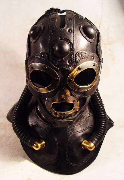 Art Leather pilot GAS MASK hood goggles Steampunk
