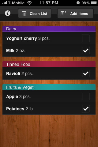Shopping List App for iPhone (Free at Limited Time)
