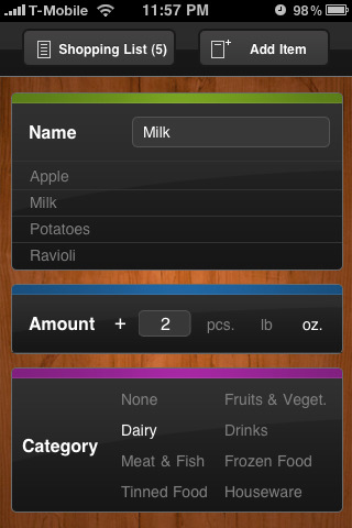 Shopping List App for iPhone (Free at Limited Time)