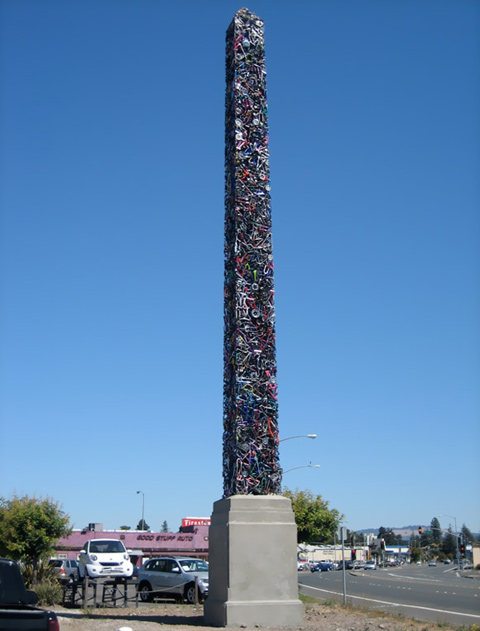 Obelisk made out of Bicycles