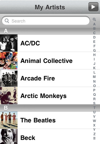 iPhone app: My Artists (Free at Limited Time)
