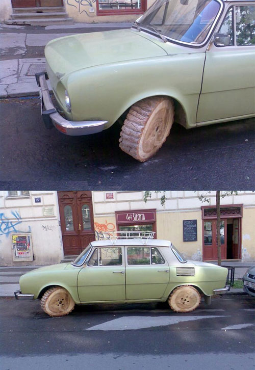 Car With Wooden Wheel - Jorymon.com